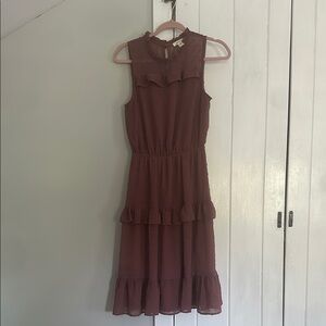 Monteau Mauve Sleeveless Mock Neck Midi Dress